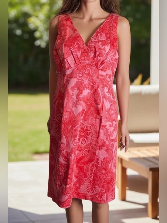 Jones New York Dresses & Skirts - Jones New York. Pink Paisley Cotton Sheath Dress. Signature Stretch. Size M